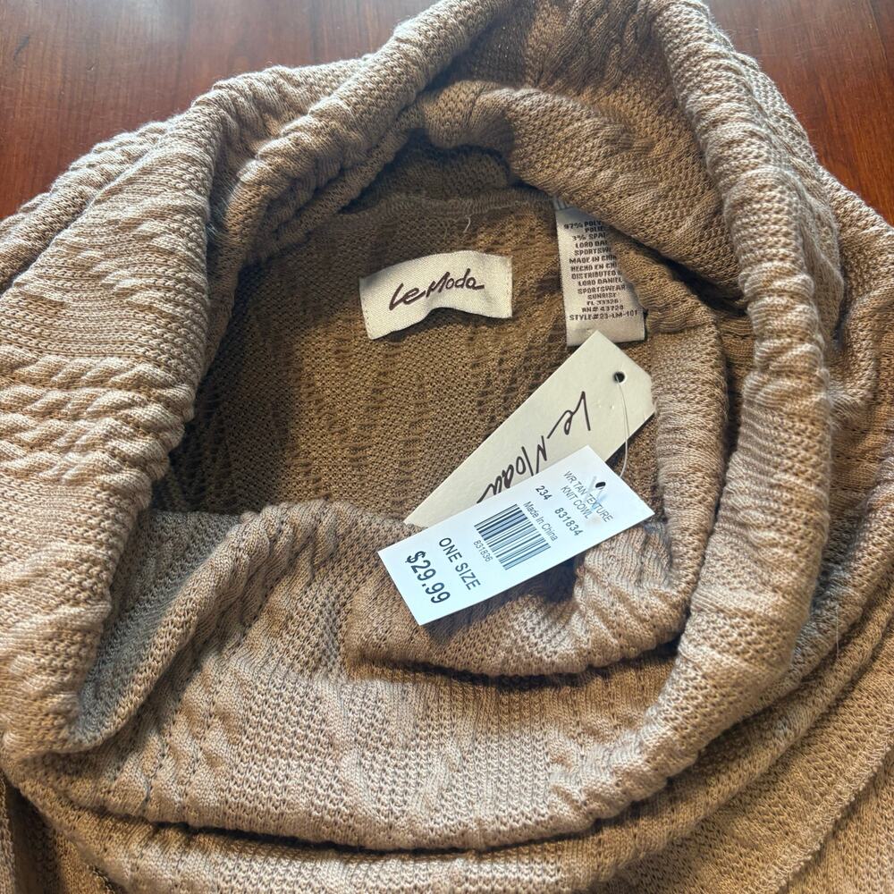 Le Moda Tan Texture Cowl One Size - Picture 2 of 3